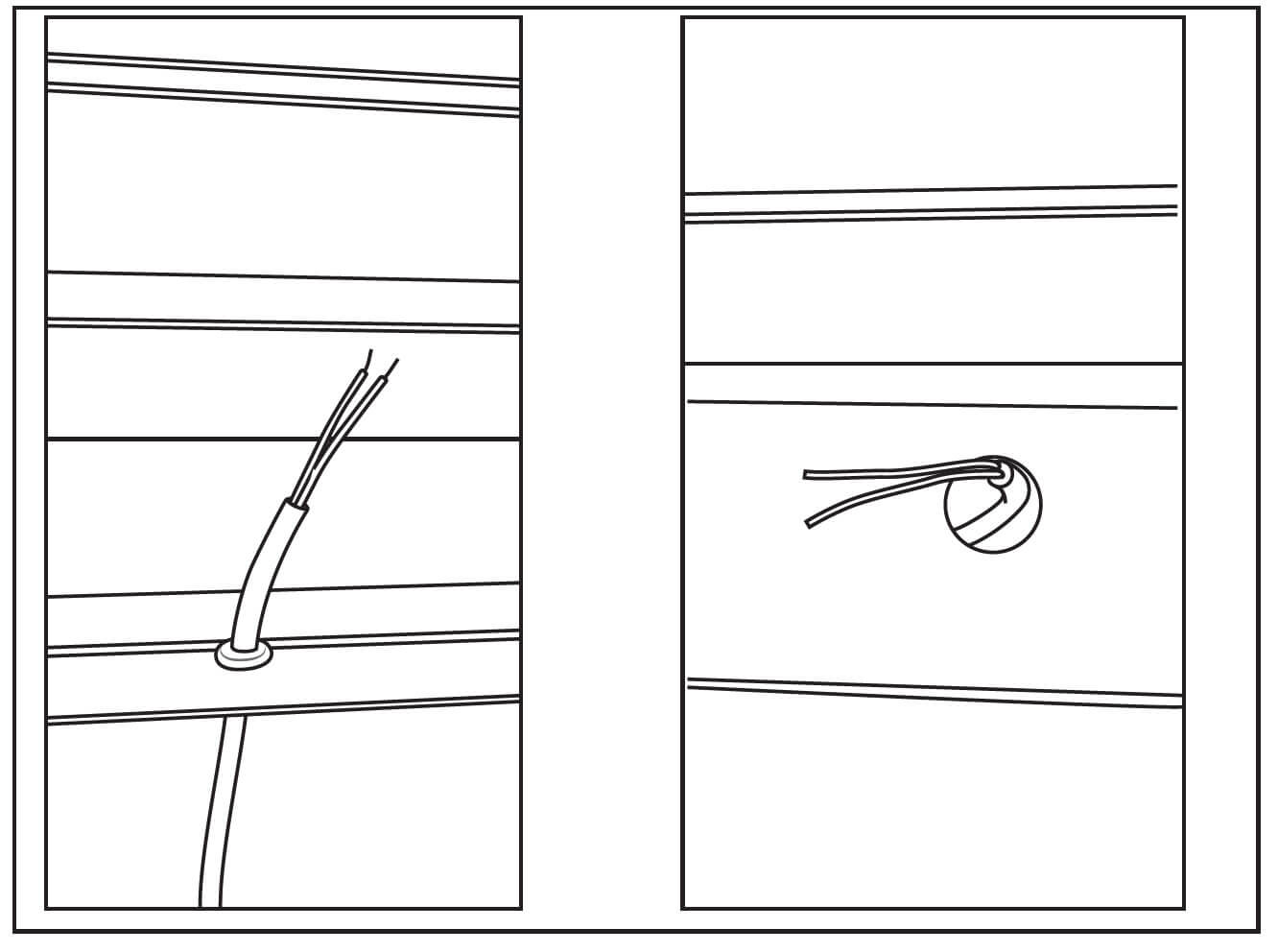 Aansluitkabel achter het muurprofiel